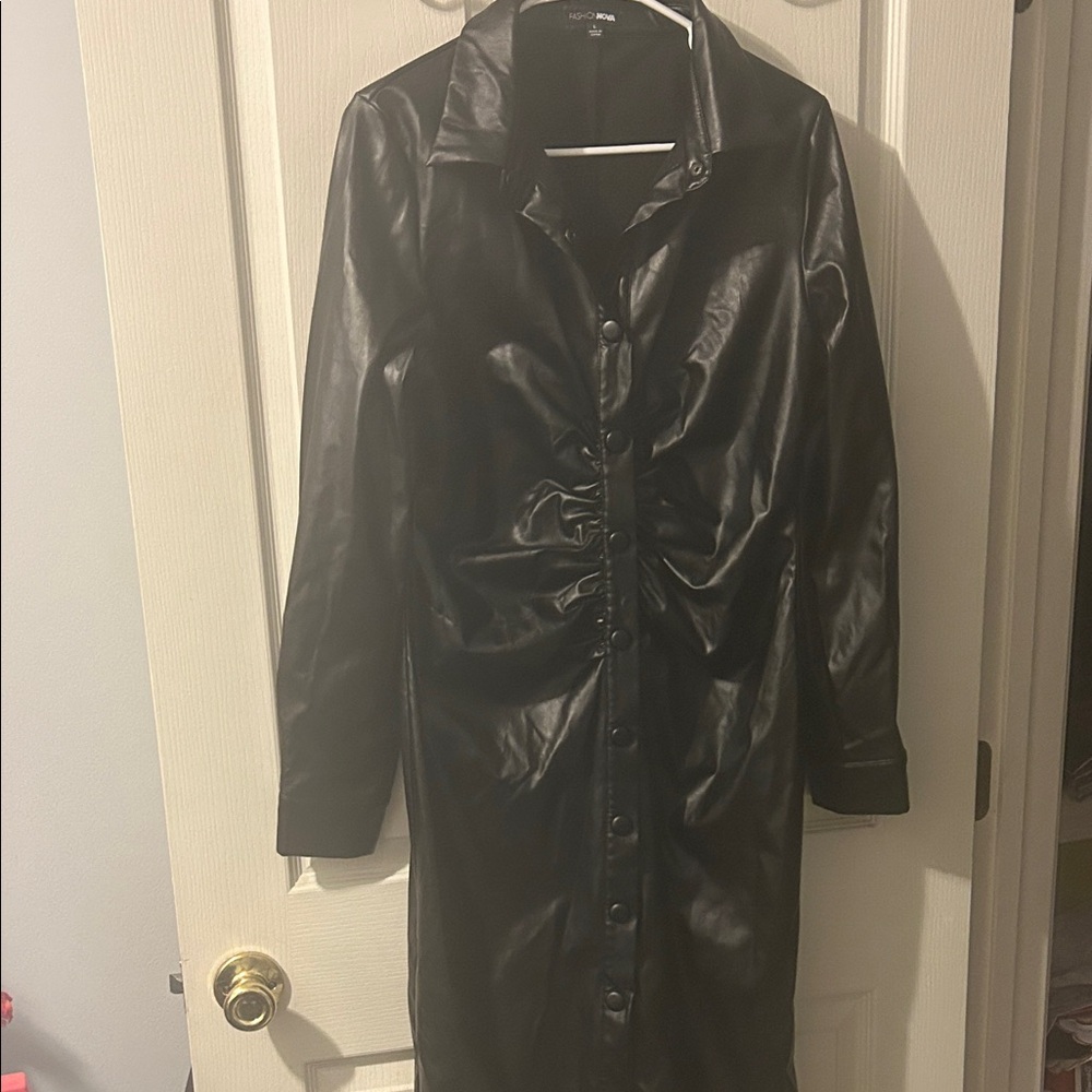 Fashion Nova Sleek faux Black Leather Dress
